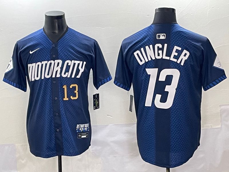 Men 2025 Detroit Tigers 13 Dingler Blue City Edition Nike MLB Jersey style 5